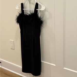 Speechless Black Feather-Trim Dress